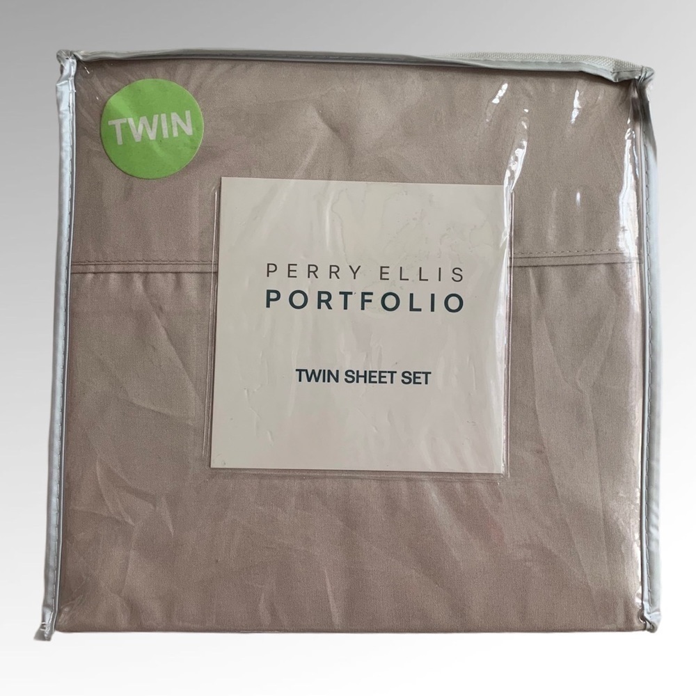 Perry Ellis Twin Sheet Set Beige